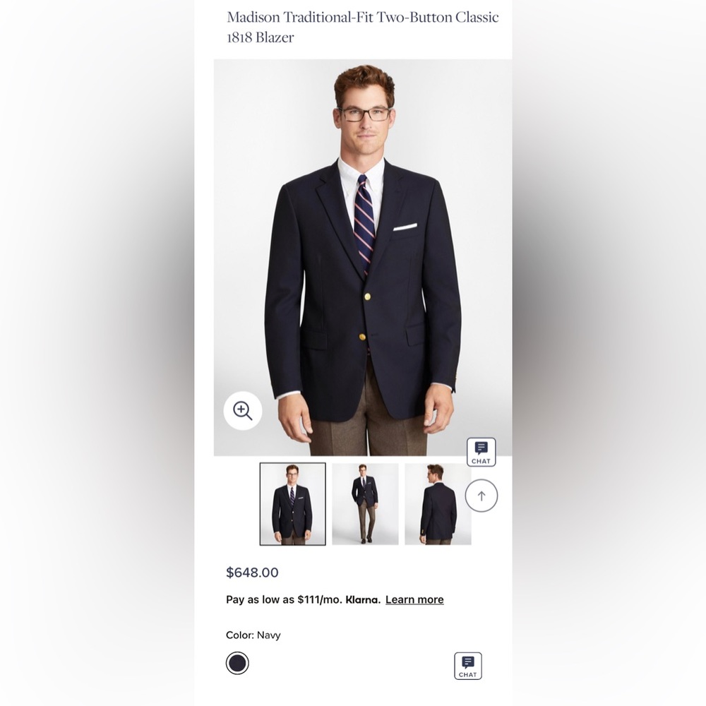 Traditional Fit Two-button classic 1818 Brooks Brothers blazer 45R
